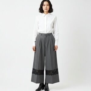 Maeve tweed wide leg pants with lace trim size Large